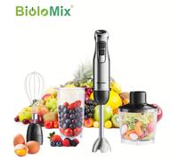 TEMU Biolomix Batidora de de Inmersión 4 en 1 con 6 Velocidades, Trituradora de Verduras, Varilla Batidora, Batidora de Huevos, y Vaso Picador de 500ml y Vaso para Batidos de 600ml, Enchufe UE