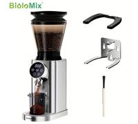 TEMU BioloMix Molinillo de muelas cónicas de 150 W, dual, 48 ajustes de molienda, cambio fácil magnéticas antiestáticas de 45 g y portafiltro de espresso de 51/58 mm
