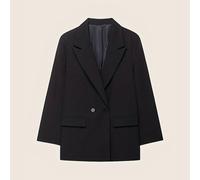 TEMU Blazer Casual de Oficina para Mujer con Cuello de Solapa de Botón | Color Sólido, Estilo Old Money, Larga, Corte Holgado, Minimalista y a , Adecuado para /Otoño/Invierno