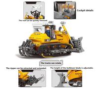 TEMU BLDR 1008 piezas Conjunto de bloques de excavadora amarilla, cuchilla ajustable y pistas rotativas, construcción de vehículos de plástico ABS, ideal para regalo de /Pascofinas/Pascua/Navidad