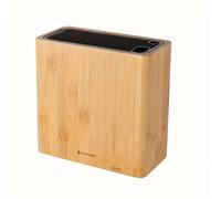 TEMU Bloque de cuchillos de bambú que ahorra con gran capacidad y fácil inserción - Organizador de cocina moderno para 18 herramientas, construcción de bambú duradero