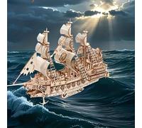 TEMU Bloques de Construcción 3D para Adultos - Gótico de Vela del Holandés , Mástil, , Cubierta y - Un Rompecabezas 3D Adecuado para Adultos y Familias, una Réplica Naval