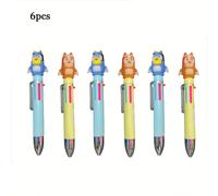TEMU BLUEY Juego de 6 bolígrafos, con colores diferentes, diseño de botón pulsador, personajes de dibujos animados, para material escolar, actividades de colorear y como regalo de y