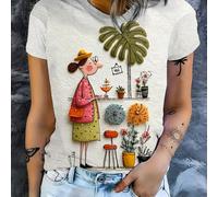 TEMU Blusa de Mujer con Estampado 3D de Collage - Top de Manga Corta y Cuello con de Papel, 100% Poliéster , Pieza Casual para Capas en Outfits de Otoño/Invierno, Lavable a Máquina, No Casual
