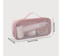 TEMU Bolsa de almacenamiento para secador de pelo montada en la pared - Sin taladro, amigable para viajes, organizador de nailon transparente con bolsillo de malla para cosméticos y planchas de rizos.