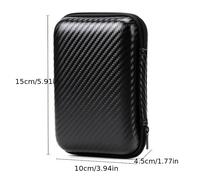 TEMU Bolsa de almacenamiento rígida con de fibra de carbono para auriculares, cable de , disco duro, power bank, cargador - Estuche duradero de cuero sintético, sin batería, bolsa para disco duro