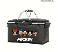 TEMU Bolsa de almuerzo de cuero sintético con y Winnie el Tigre - Gran capacidad, plegable y fácil de llevar, sin , para el trabajo y , negra con estampado de personajes coloridos, bolsa de almuerzo