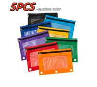 TEMU Bolsa de de tres agujeros de 5 piezas, bolsa de almacenamiento de recibos aleatorios, mini bolsa portátil de clip Oxford para suministros de oficina y viajes (sin accesorios ni cuerdas colgantes)