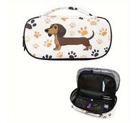 TEMU Bolsa de enfriador de insulina con tema de perro salchicha, organizador de viaje para diabéticos con bolsillo de enfriamiento, estuche médico aislado portátil con diseño de de pata de perro