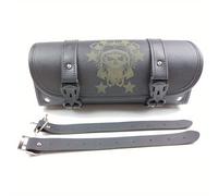 TEMU Bolsa De Herramientas De Manillar Redondo De Cuero PU Con Calavera Delantera Para Motocicleta, Bolsa De Herramientas De Sillín Para Harley Honda Suzuki Yamaha