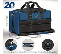 TEMU Bolsa de Herramientas Resistente, Organizador Portátil de 12 Bolsillos, Bolsa de Herramientas de Ancha con Cremallera Grande, Correa Ajustable para , Regalo para Papá, Mecánico, HVAC en