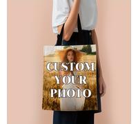 TEMU Bolsa de lona con impreso personalizado, bolsa de moda reutilizable de un solo , bolso simple para hombres y mujeres, regalo para él o ella, regalo , elección de regalo ideal.