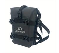 TEMU Bolsa de Parachoques para Motocicleta de PVC Impermeable Negra Versátil - Correa Ajustable, Ideal para , Viajes Largos y Camping
