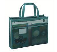 TEMU Bolsa de Portafolio A3 Extra Grande con Malla Transparente, Organizador de Documentos con 8 Bolsillos y Cremallera, Almacenamiento de Suministros de Oficina de Nylon de