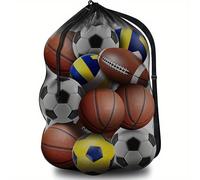 TEMU Bolsa de red de balón deportivo de gran capacidad con correa de , bolsa de almacenamiento de cuerda de nylon PA para baloncesto, voleibol, béisbol y equipo de natación - Ajuste universal