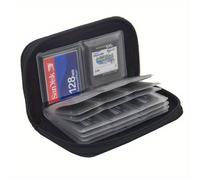 TEMU Bolsa de tarjetas de PVC multifuncional para 1pc, bolsa portátil para tarjetas de memoria SD, color negro