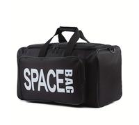 TEMU Bolsa de viaje de nailon de gran capacidad con una sola correa diagonal, negra, multifuncional, para deportes, baloncesto, fitness, con almacenamiento de zapatos y pelotas