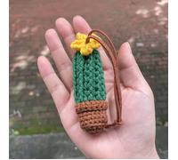 TEMU Bolsa Mini Cactus de Crochet a para Lápiz Labial y - Bolso de Adorable Cactus con Colgante, Accesorio Para Llaves (Hilo) - Estuche Compacto Maquillaje & Charm