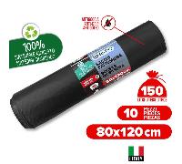 TEMU bolsas de basura 1/3/5 rollos negras XXL antigoteo 150L, 80x120cm, súper resistentes multicapa con , para grande, reciclaje y residuos pesados, material 100% reciclado