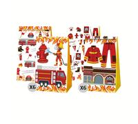 TEMU Bolsas de favor de fiesta de bomberos de 12 unidades, bolsas de regalo de papel multifuncionales para uso , tema deportivo, requiere electricidad ni plumas