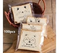 TEMU Bolsas de plástico autoadhesivas para sándwiches, diseño de gato , transparentes, sellables, uso sin electricidad, de regalo, aperitivos de oficina