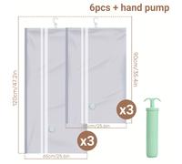 TEMU Bolsas de vacío para colgar que ahorran para ropa, abrigos y chaquetas - Paquetes de 2/4/ bomba manual - Cierre de cremallera - Material plástico - Forma rectangular - No requiere electricidad