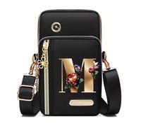 TEMU Bolso bandolera casual de moda con estampado floral y , diseño de tela de nailon para monedas y teléfonos móviles, bolso de para mujer