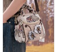 TEMU Bolso cuadrado pequeño tejido a casual exquisito con estilo , bolso de tela versátil con un de elefante multicapa, para mujeres.