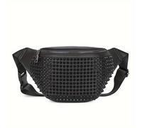 TEMU Bolso de Cintura Casual para Hombres y Mujeres con Correa Ajustable y de Remaches - Cierre de Cremallera, Compacto y para Viajes, Uso Diario, Actividades al Aire Libre (Unisex)