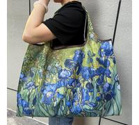 TEMU Bolso de compras portátil de gran capacidad con diseño de iris para pintura al óleo, y plegable, bolso tote estilo pintura al óleo al o de