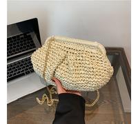 TEMU Bolso de con cadena para mujer estilo concha casual de playa , bolso cruzado de tejido de paja