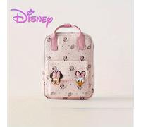 TEMU Bolso de de Disney con diseño de Minnie Mouse y , cierre de cremallera rosa, correa ajustable y bolsillo frontal - Mochila de nailon duradera para mujer, estilo casual