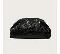 TEMU Bolso de de fiesta para mujer, con estilo, tejido negro, , bolso de para fiesta de noche, cierre de diamantes de , estilo coreano, bolso de noche de lujo.