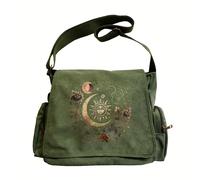 TEMU Bolso de de Gran Capacidad, Tote Solapa y Estampado de Luna, Estrellas y Flores, Estilo Literario de Bosque, Ideal para a Día y Viajes, una Opción de Regalo
