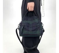 TEMU Bolso de de Nylon a Cuadros Verdes para Mujer - Gran Capacidad, Correa Ajustable, Cierre de Cremallera, Estilo Casual Vintage, Ideal para Uso Diario y Vacaciones - Bolso de & -Care