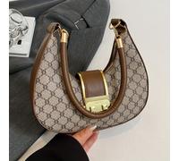 TEMU Bolso de Mujer - Elegante con Logotipo en Tono Dorado y Geométrico, Bolso de en Marrón //, Cierre de Cremallera - Bolso Profesional y Casual para Oficina, Viajes - Estilo de Marca de Lujo