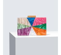 TEMU Bolso de Noche Transfronterizo con Diseño Retro Europeo y Americano Patchwork, Material Acrílico de Moda y Cadena para el