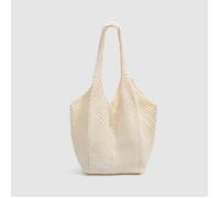 TEMU Bolso de tejido de ganchillo bohemio de gran capacidad para damas, un elegante bolso tote tejido hueco en color caqui, para vacaciones en y salidas informales, bolso de playa