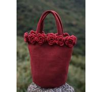 TEMU Bolso grande con estilo chino retro, con flores de lana tejidas a ganchillo, para en 2025