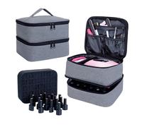 TEMU Bolso organizador de esmalte de uñas de capa en la para chicas y mujeres, ideal para de uñas, aceites esenciales y set de cosméticos para uso diario en viajes.