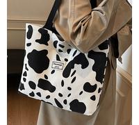 TEMU Bolso tote de con estampado de vaca a para mujer, gran capacidad para viajes diarios con cremallera, plegable y reutilizable para comprar comestibles