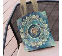 TEMU Bolso Tote de Lona Estilo Bohemio Colorido para Mujeres - Duradero, Reutilizable, con Correa de Fija, Lavable a Máquina, Ideal para Salidas Casuales