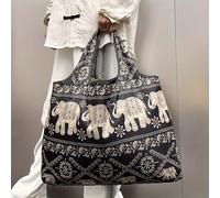 TEMU Bolso Tote Plegable de Gran Capacidad, y Chic con Estampado de Elefante Azul - Bolsillo Interior, Bolso de Viaje y Compras de Calidad