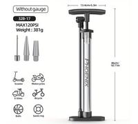 TEMU Bomba de aire para bicicleta, inflador portátil de presión MAX 130PSI, accesorios de bomba de bicicleta de montaña de acero inoxidable