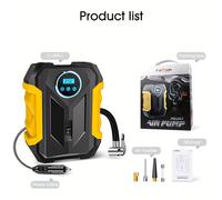 TEMU Bomba de compresor de aire portátil para coches, motocicletas y bicicletas, con una capacidad de 150 PSI, alimentación de 12 CC y luz LED, sin batería