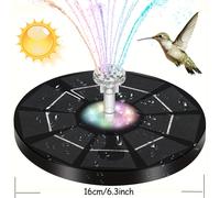 TEMU Bomba de Fuente de Agua Solar con Luces para Mejora Exterior - Diseño Portátil y Flotante para Baños de Aves, Jardines, Estanques y Piscinas Exteriores - Almacenamiento de Batería