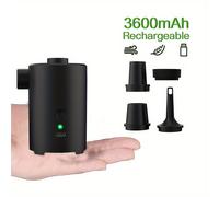 TEMU Bomba inflable eléctrica inalámbrica portátil para camping, colchón de aire, bolsa de vacío, piscina y anillo de natación - Funciona con batería y operación automática, color negro