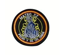 TEMU bordada 7:7 " y se te dará" para decoración de ropa y mochila. La parte posterior tiene un de y un de gancho