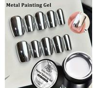 TEMU BORN PRETTY 5ML Esmalte de Uñas Metálico en Gel para Nail Art Creativa, con Pintura Metálica Elástica para Dibujar y Esculpir, con un Espejo Mágico, para Manicuras.