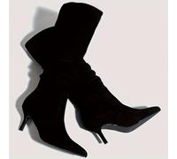 TEMU Botas apiladas de color sólido para mujer, botas de tacón casuales y versátiles, botas delgadas de invierno con punta